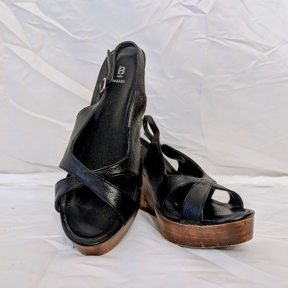 Bakers Black Wedges with Brown Base